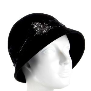 Louise Green Black Felt Hat